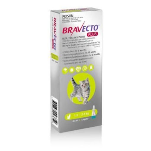 Picture of Bravecto Plus For Kittens & Small Cats 1.2 - 2.8kg 1 Pack